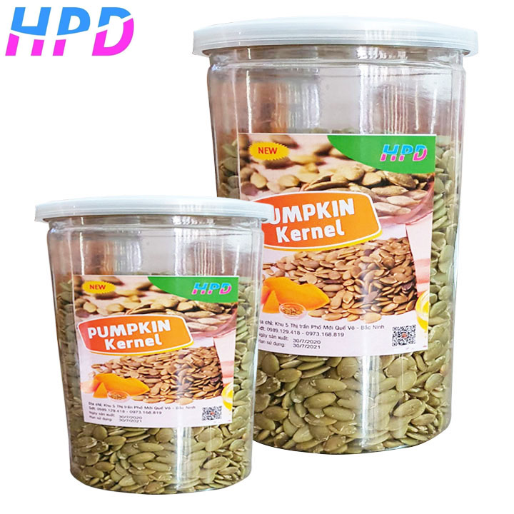 Nhân hạt bí HPD-Hạt bí tách vỏ nhập khẩu - hạt bí xanh rang không muối thượng hạng - đóng hộp 500g