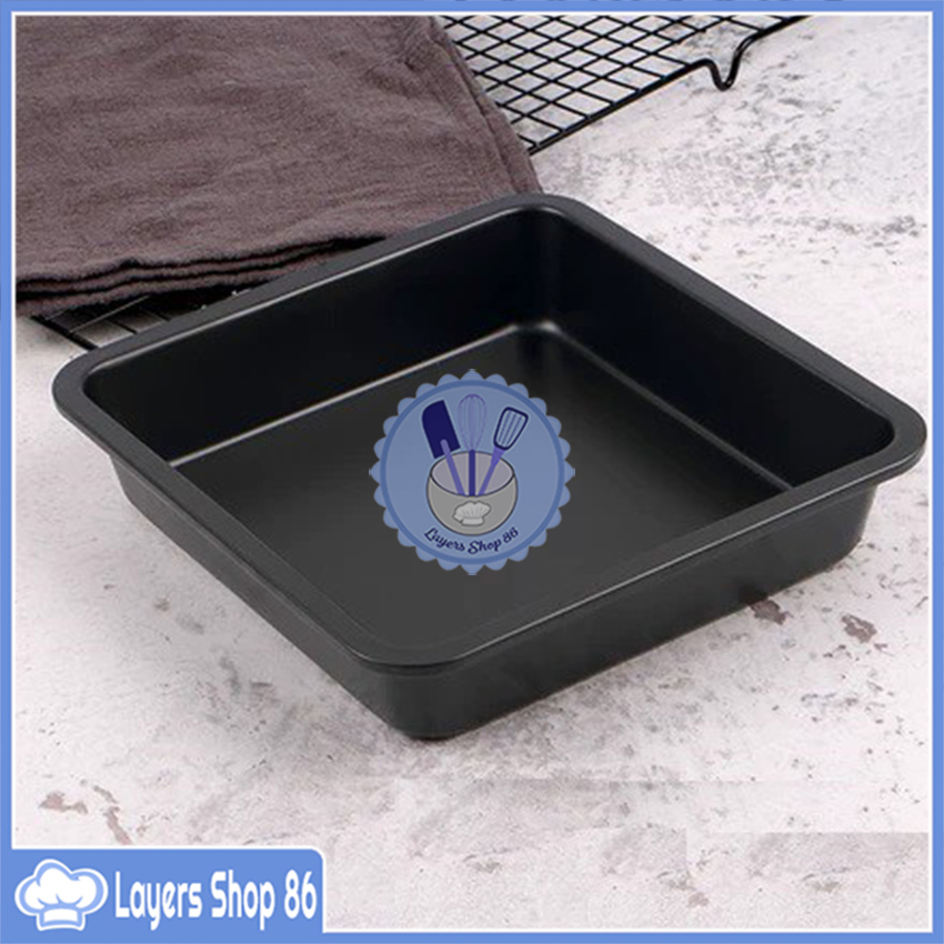 Khuôn Nướng Bánh Chống Dính Hình Vuông 8 Inch, Khuôn Vuông Nướng Bánh, làm bánh gato vuông Chống Dính 22cm, , Khuôn Vuông Nướng Bánh Chống Dính Làm Bánh Ngọt,Pizza,Nướng Thịt Kích Thước 21*21*3.5cm dụng cụ làm bánh hàng loại 1