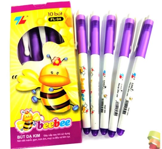 Hộp 10 bút mực tím bebe - bút kim mực tím