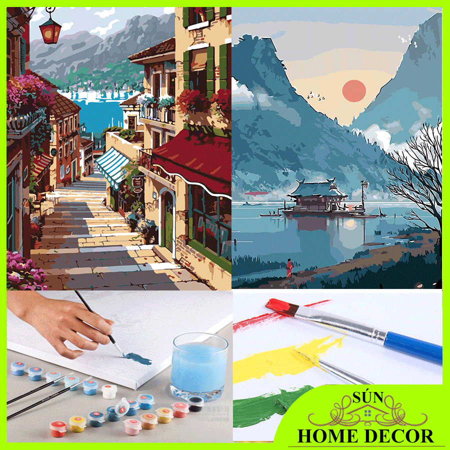 [CÓ KHUNG- CỠ LỚN- ÁP MÃ GIẢM 20K] Tranh Sơn Dầu Kỹ Thuật Số Tự Làm Tranh Hoa Phong Cảnh Thiên Nhiên Để Trang Trí Nhà Cửa- Kích thước 40X50Cm, tranh sơn màu số hóa decor phòng ngủ, phòng khách nghệ thuật