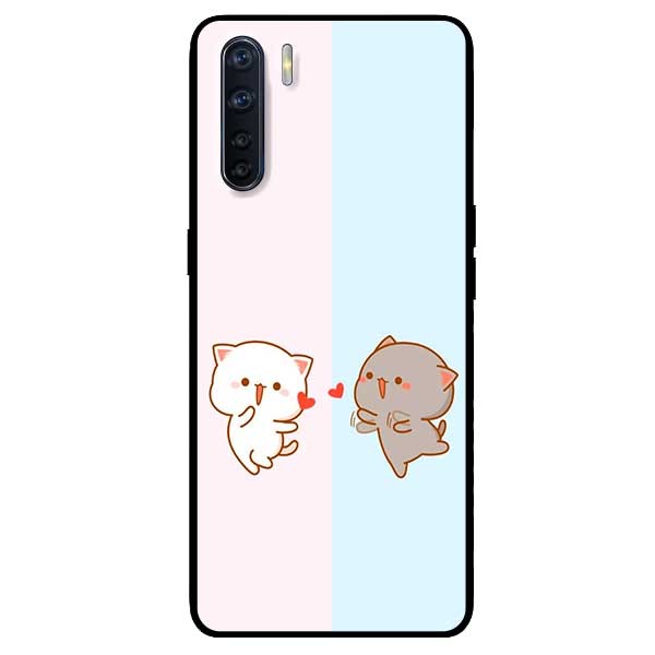 [HCM]Ốp Cường Lực Dẻo Đen Dành Cho Oppo A91 - Reno 3 Mẫu Cặp Đôi Xanh Hồng
