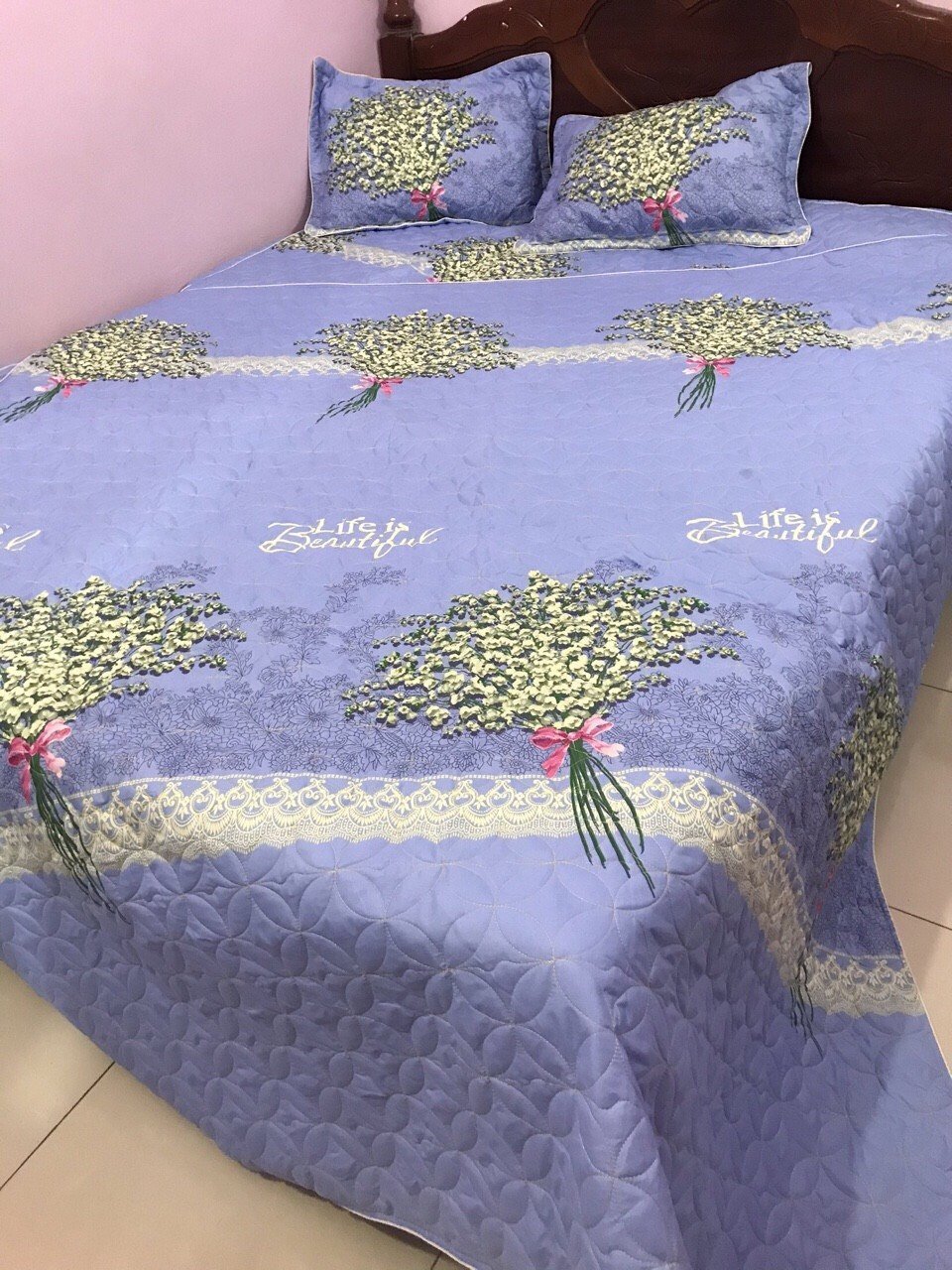 (Siêu rẻ) Vỏ chăn lồng ruột trần bông cao cấp mẫu Bó Cúc Nhí dùng làm chăn hè, chăn thu đông có khóa kéo kích thước 1m8x2m