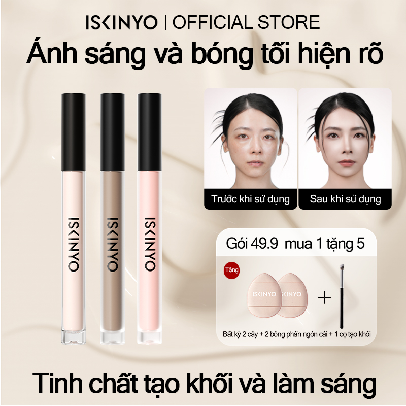ISKINYO Kem highlight và tạo khối, Đánh highlight và tạo khối trang điểm cho khuôn mặt tạo nên các đường nét lập thể