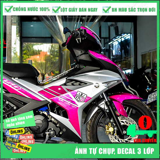 [ẢNH TỰ CHỤP] Tem Exciter 150 2019 Y15zr Hồng Bạc - Làm Được Cả Tem Trùm Và Rời - Tem Dán Xe Máy Cao Cấp