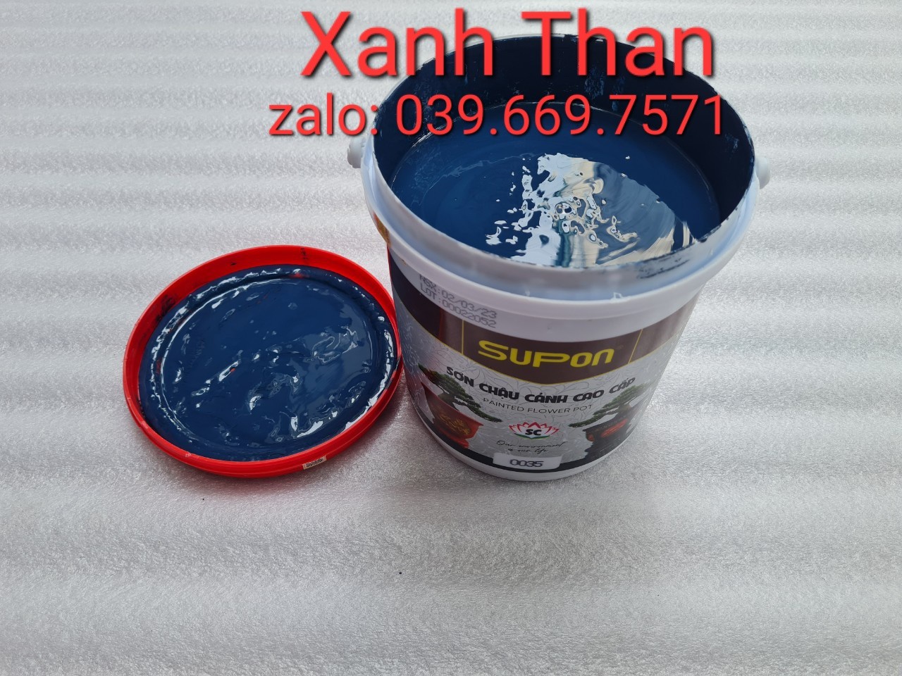 Sơn chậu cảnh màu Xanh Than hệ bóng ngoại thất supon( Hộp 1L)