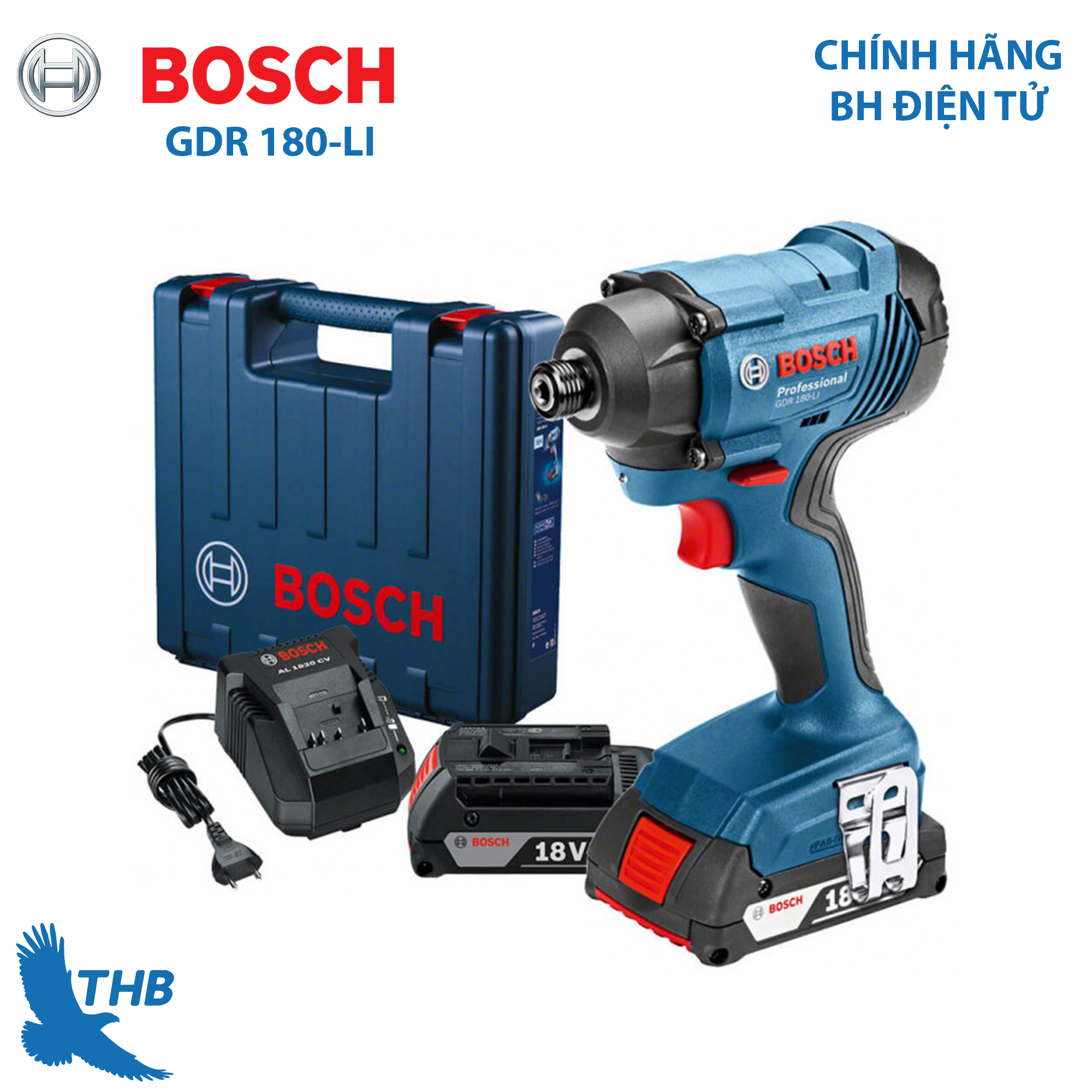 [Trả góp 0%] Máy vặn ốc vít dùng pin Máy bắt vít Bosch GDR 180 LI giá tốt chính hãng bảo hành 12 tháng Pin 18V-2.0Ah