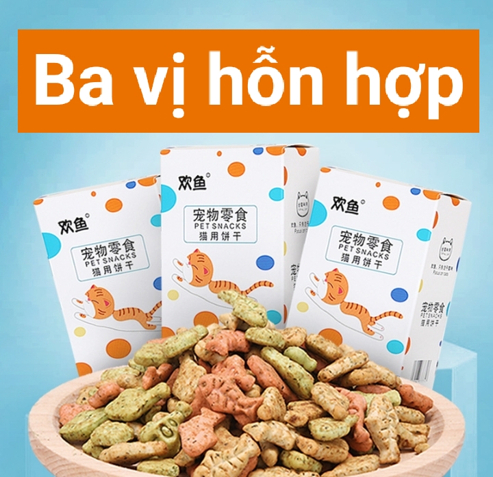 [Hộp 100g] Bánh quy cho mèo - snack cho mèo - Đồ ăn nhẹ có chứa capnit cao cấp cho mèo -  Sạch răng bổ mắt dưỡng lông