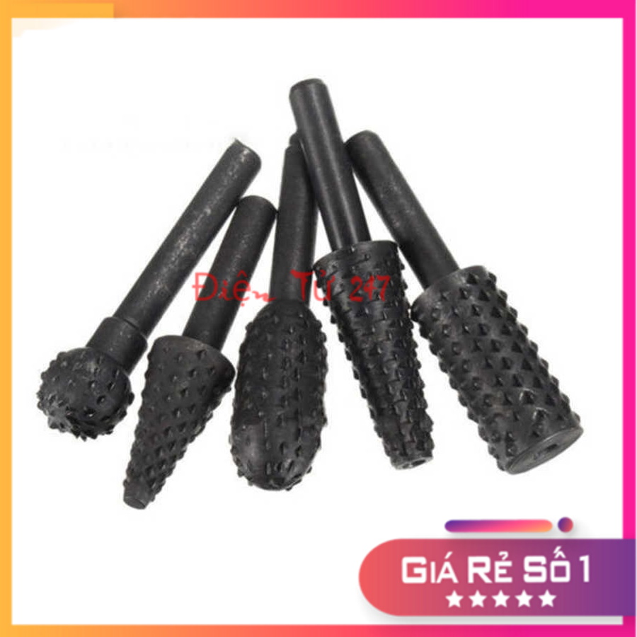 Bộ 5 đầu mũi phay, mài khắc gỗ đa năng chất liệu thép carbon cao cấp