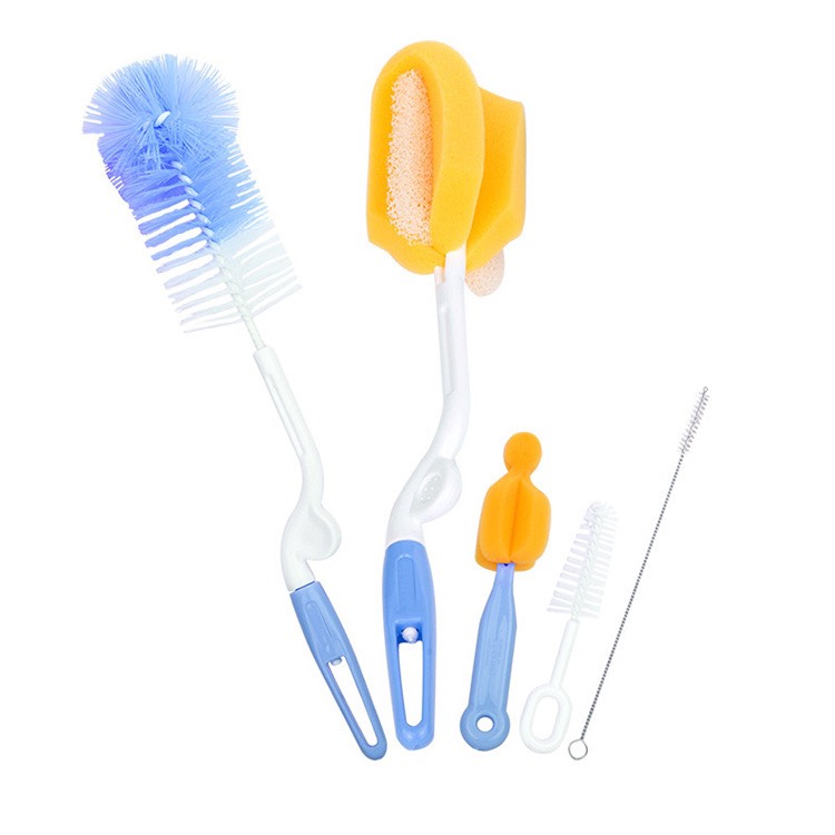Bộ cọ rửa bình 5 món tiện lợi có thể rửa bình rửa núm và ống hút dễ dàng