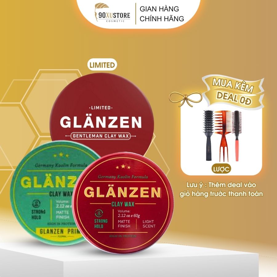 Sáp vuốt tóc nam Glanzen phân phối chính hãng 60g tạo kiểu cực chất không bóng giữ nếp 24h