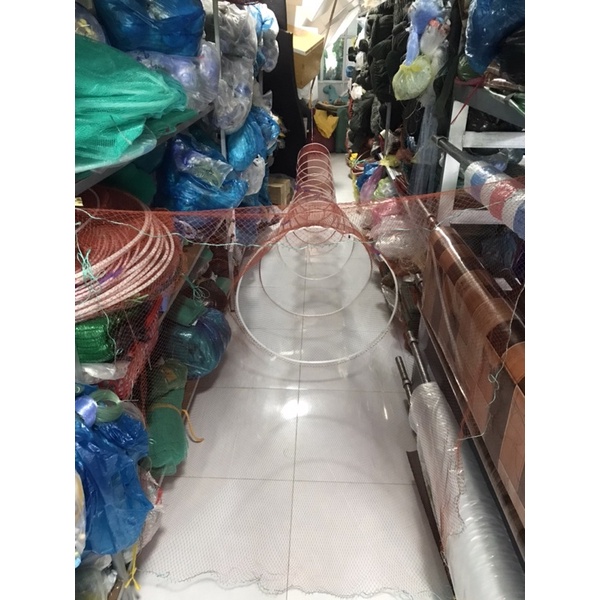 Lú đặc tôm, lú bắt cá tôm, lú miệng, nò - mắt lưới đuôi 1,5p,mắt lưới miệng 2p. miệng ngang 2m cao 1,2m, lú dài 4,5m