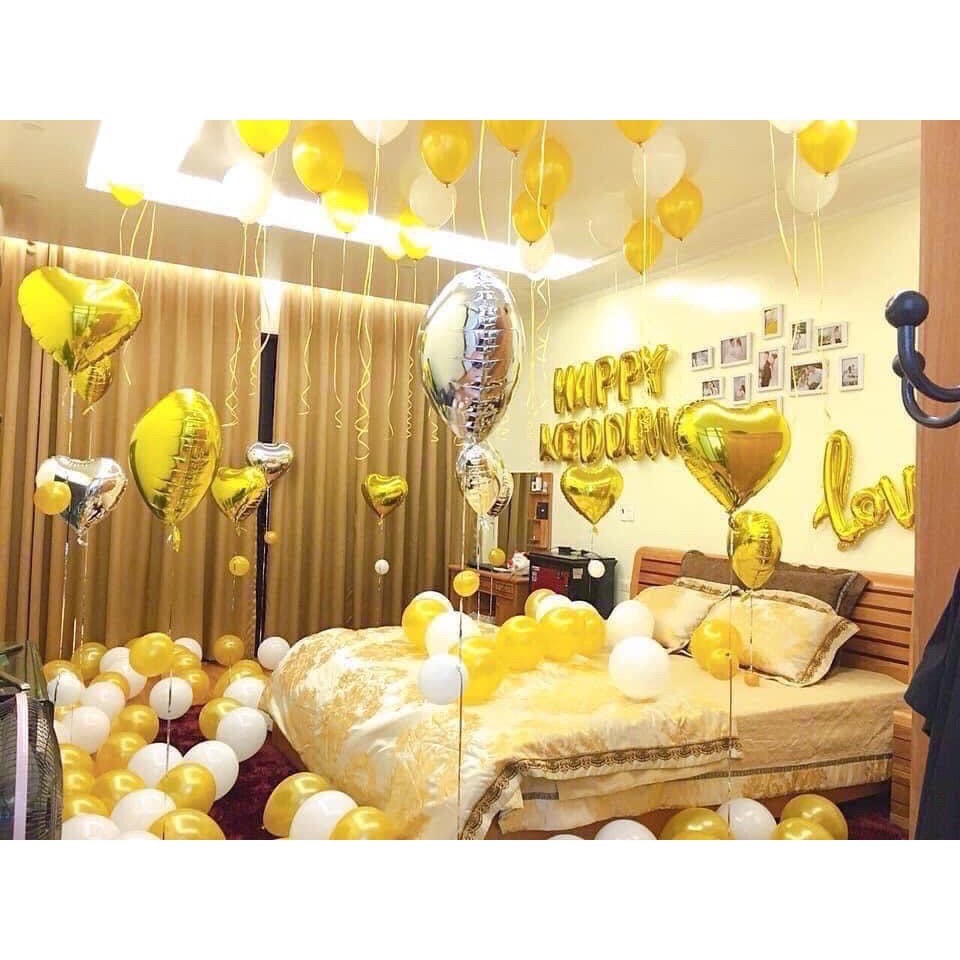 Set trang trí phòng cưới tone màu vàng sang trọng