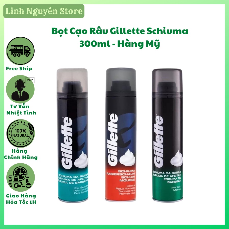 Bọt cạo râu Gillette Schiuma 300ml xuất xứ Mỹ