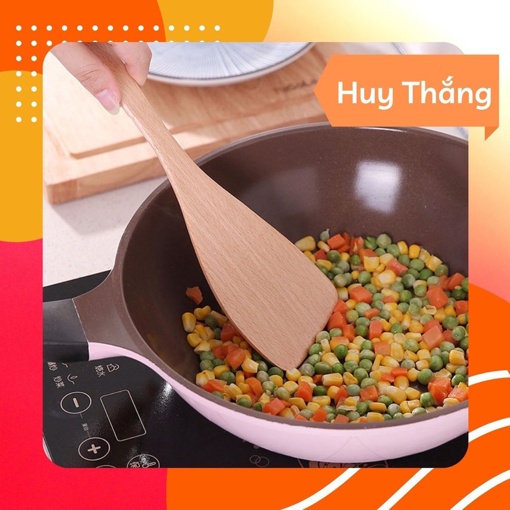 Xẻng xào gỗ cán dài 40cm, xèng lật chiên đồ xào