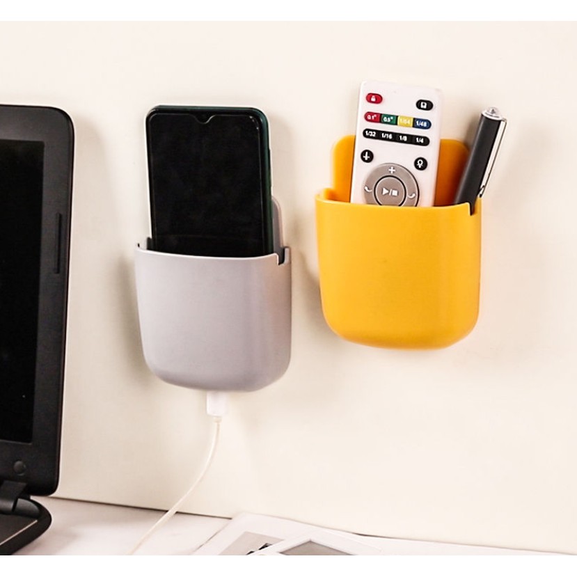 HỘP ĐỰNG REMOTE ĐIỆN THOẠI CÓ LỖ CẮM SẠC DÁN TƯỜNG - KHAY ĐỠ ĐỰNG ĐỒ ĐA NĂNG DÁN TƯỜNG GẮN TỦ BÀN LÀM VIỆC
