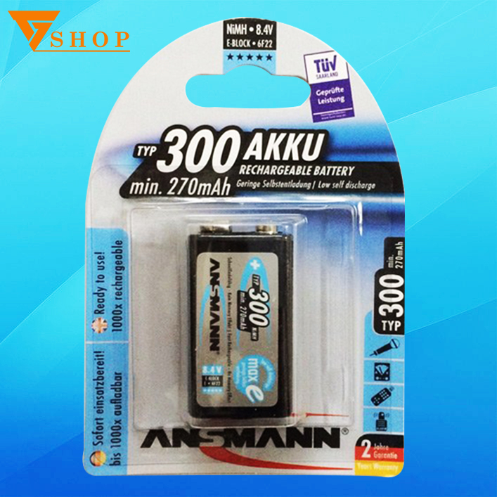 1 vỉ pin sạc 9v ansmann 270mah