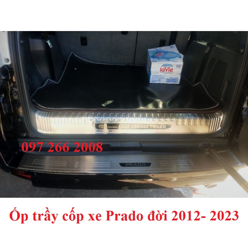 Ốp Chống trầy cốp trong, ngoài xe Toyota Prado đời 2012- 2022, 2023, chất liệu inox