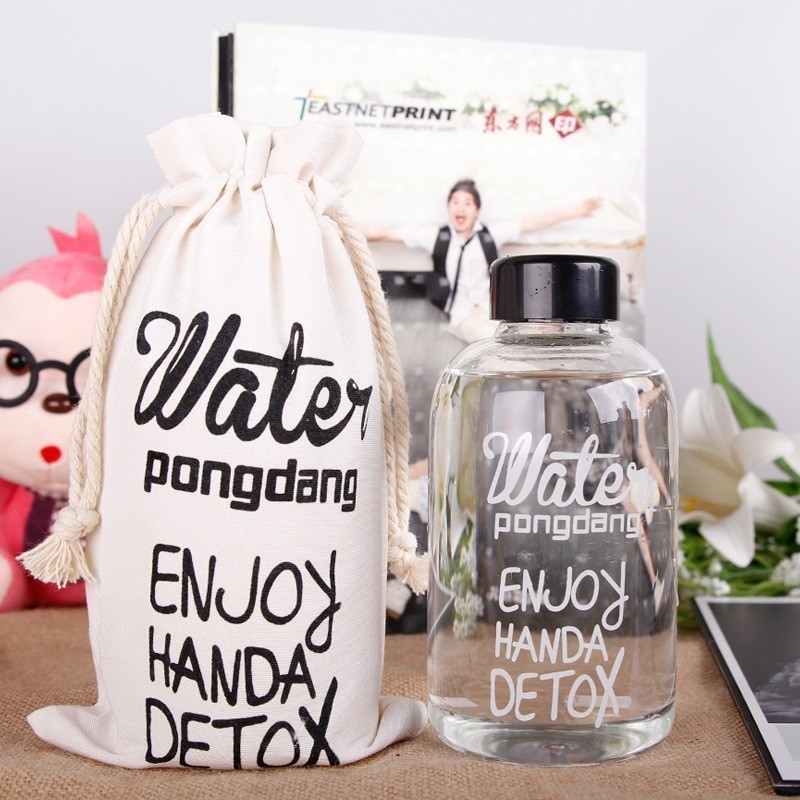 Bình nước Detox đẹp " Water Pongdang" 1000/600 ml - Kèm 1 Túi Vải