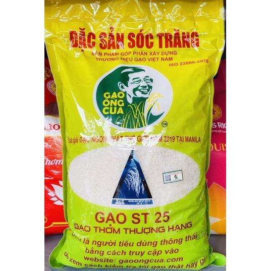 Gạo ST25 Gạo Ông Cua Có Mã QR Và Tem Chống Hàng Giả(Bao 5ky)