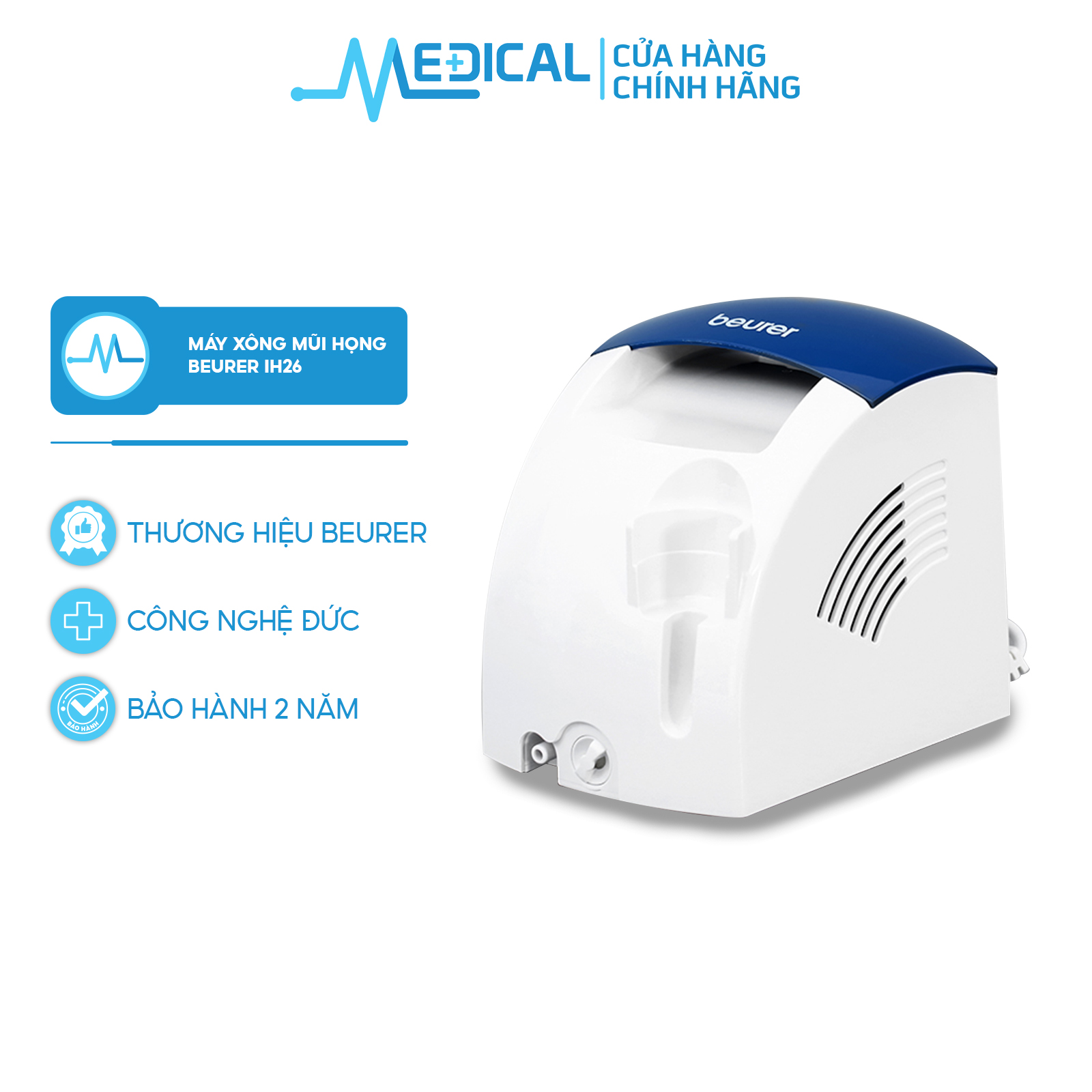 Máy xông mũi họng beurer ih26 dùng cho người lớn và trẻ em - medical