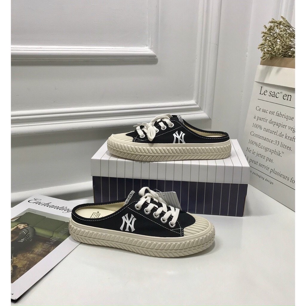 Giày sục nữ giày đạp gót MLB NY nữ sục thể thao nữ MLB Đen Thường