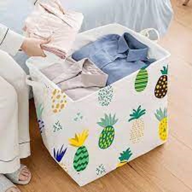 Túi vải đựng chăn màn - giỏ đựng quần áo có dây rút gấp gọn size lớn 100l