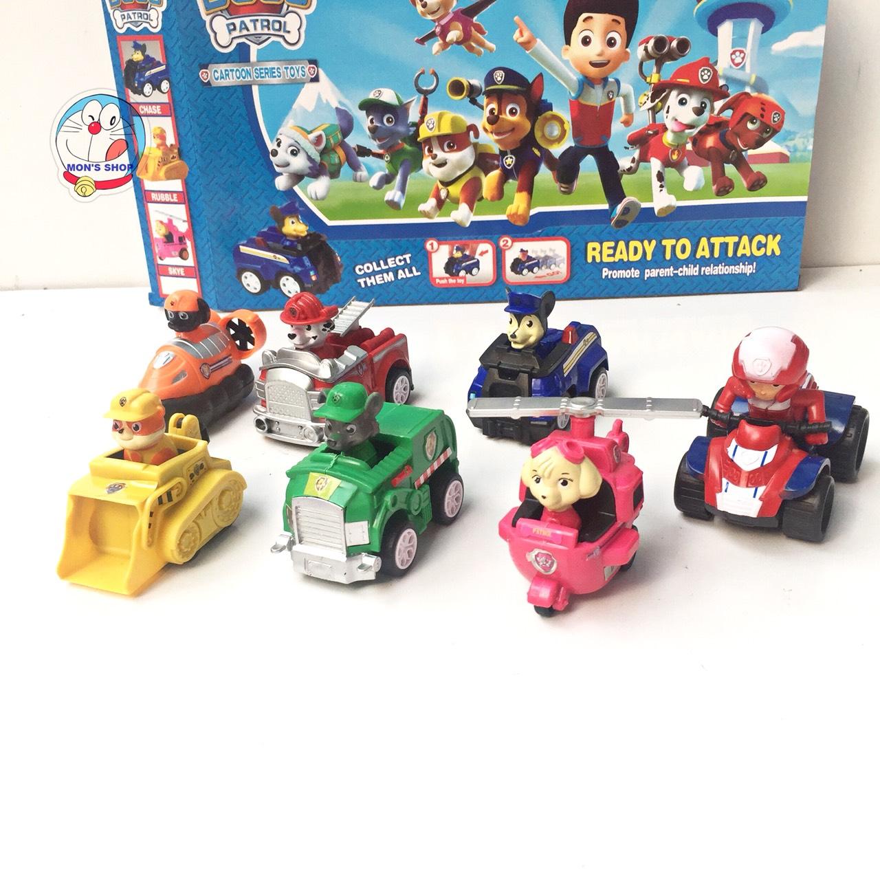 Đồ chơi hộp 7 nhân vật đội chó cứu hộ Pawpatrol chạy bánh đà