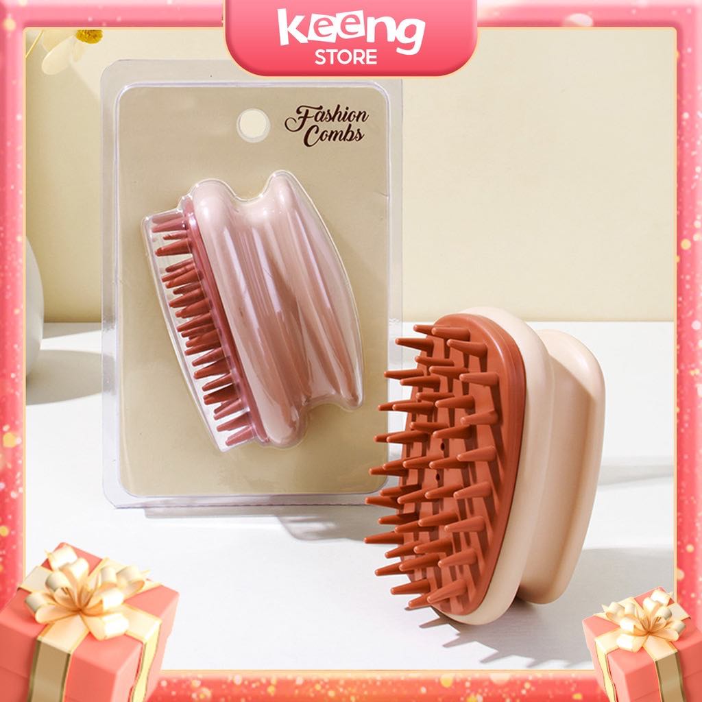Lược tròn gội đầu, chống rối tóc silicon, massage đầu - màu ngẫu nhiên