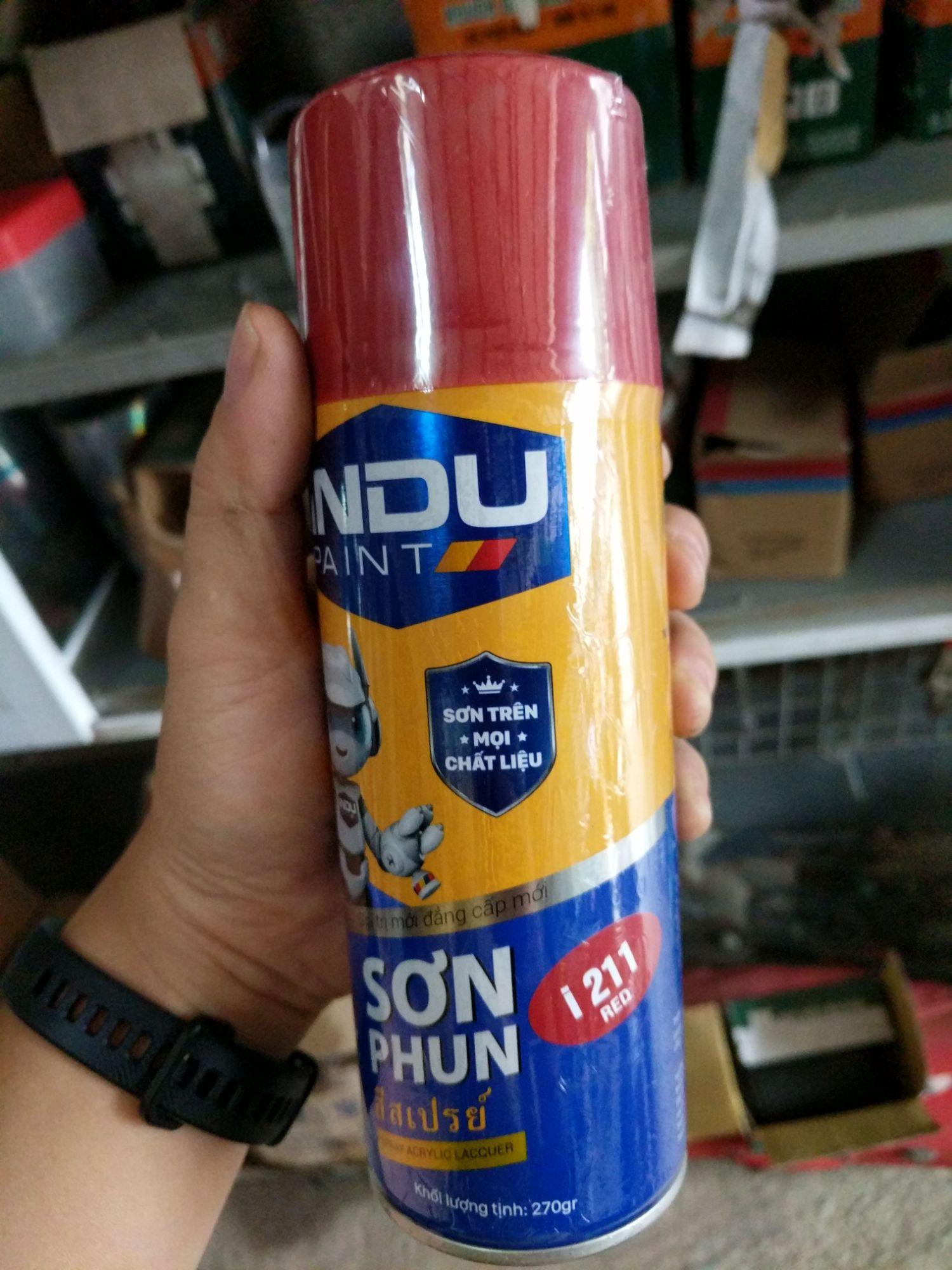 Sơn phun indu i211 400ml màu đỏ .