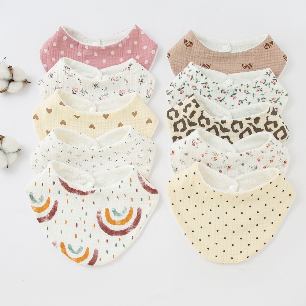 JH Baby Cotton Gauze Bibs Soft Infant Bib Newborn Sides Use Burp Cloths