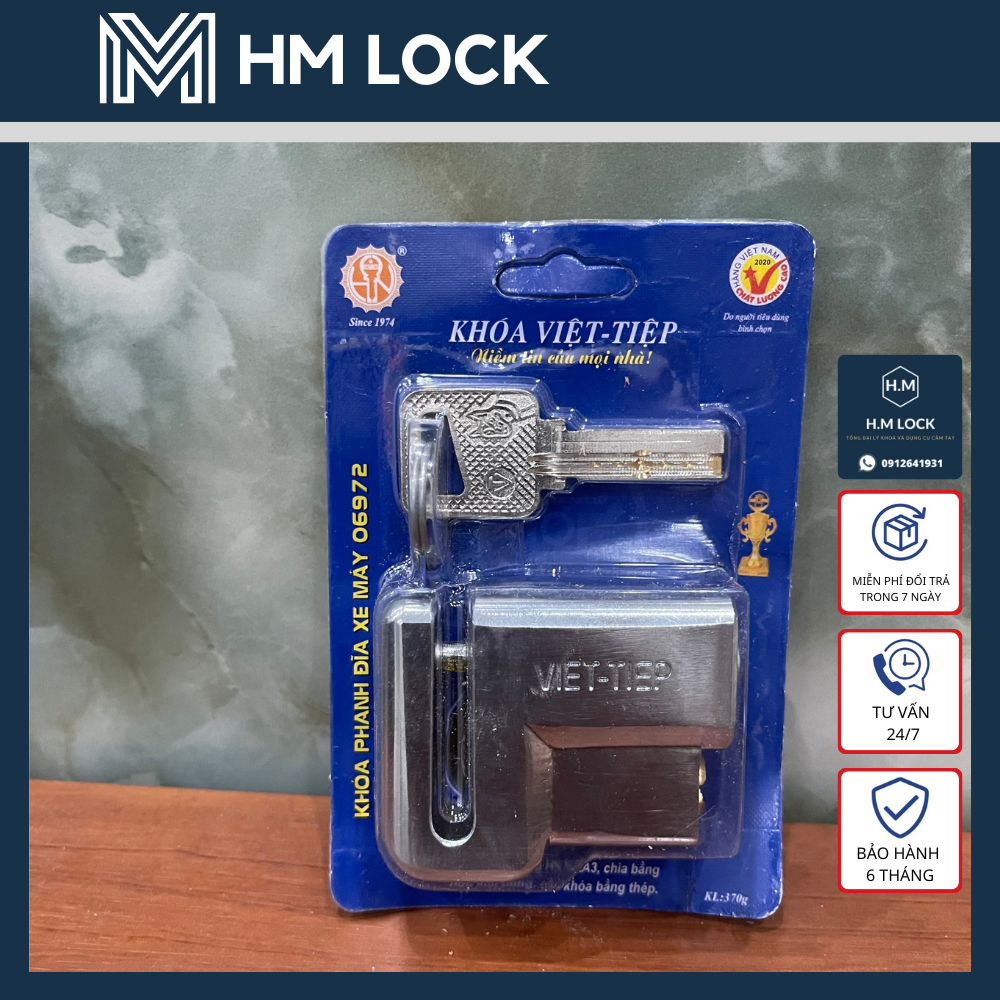 KHOÁ THẮNG ĐĨA VIỆT TIỆP CHỐNG CẮT - INOX KHÔNG GỈ CAO CẤP - CHUYÊN DÙNG CHỐNG TRỘM XE MÁY - HM LOCK