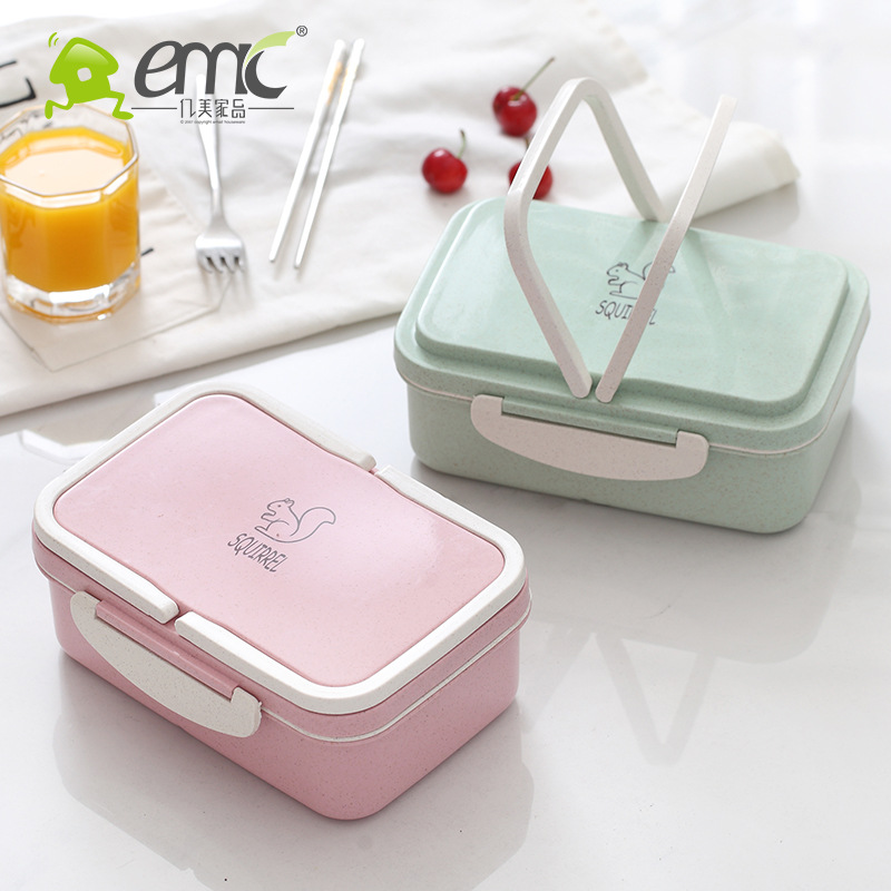Hộp cơm trưa văn phòng 2 tầng 3 ngăn hình sóc con -
