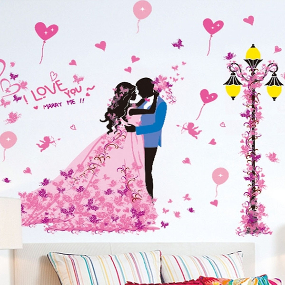 Decal dán tường tình nhân hồng