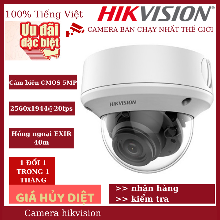 Camera hdtvi 5mp hikvision ds-2ce56h0t-vpit3zf , camera , camera hikvision ,camera wifi , hikvision , đầu ghi hikvision