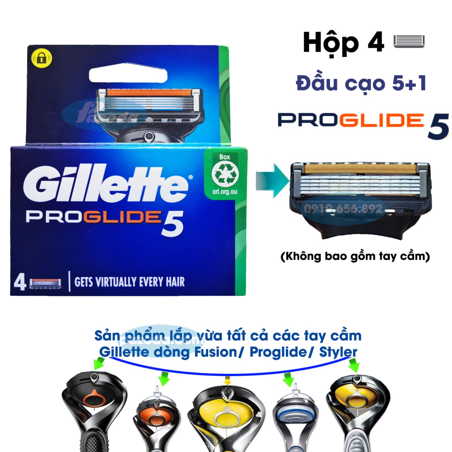 Hộp 4 đầu dao cạo Gillette Proglide5 (đầu cạo 5 +1)