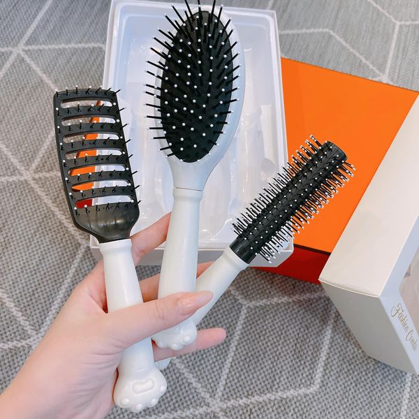 Bộ lược chải tóc 3 chiếc, bàn chải tròn, bàn chải mái chèo mát xa, lược chải tóc gỡ rối, lược chải tóc đệm, bàn chải khô ướt cho phụ nữ nam giới, tạo kiểu tóc