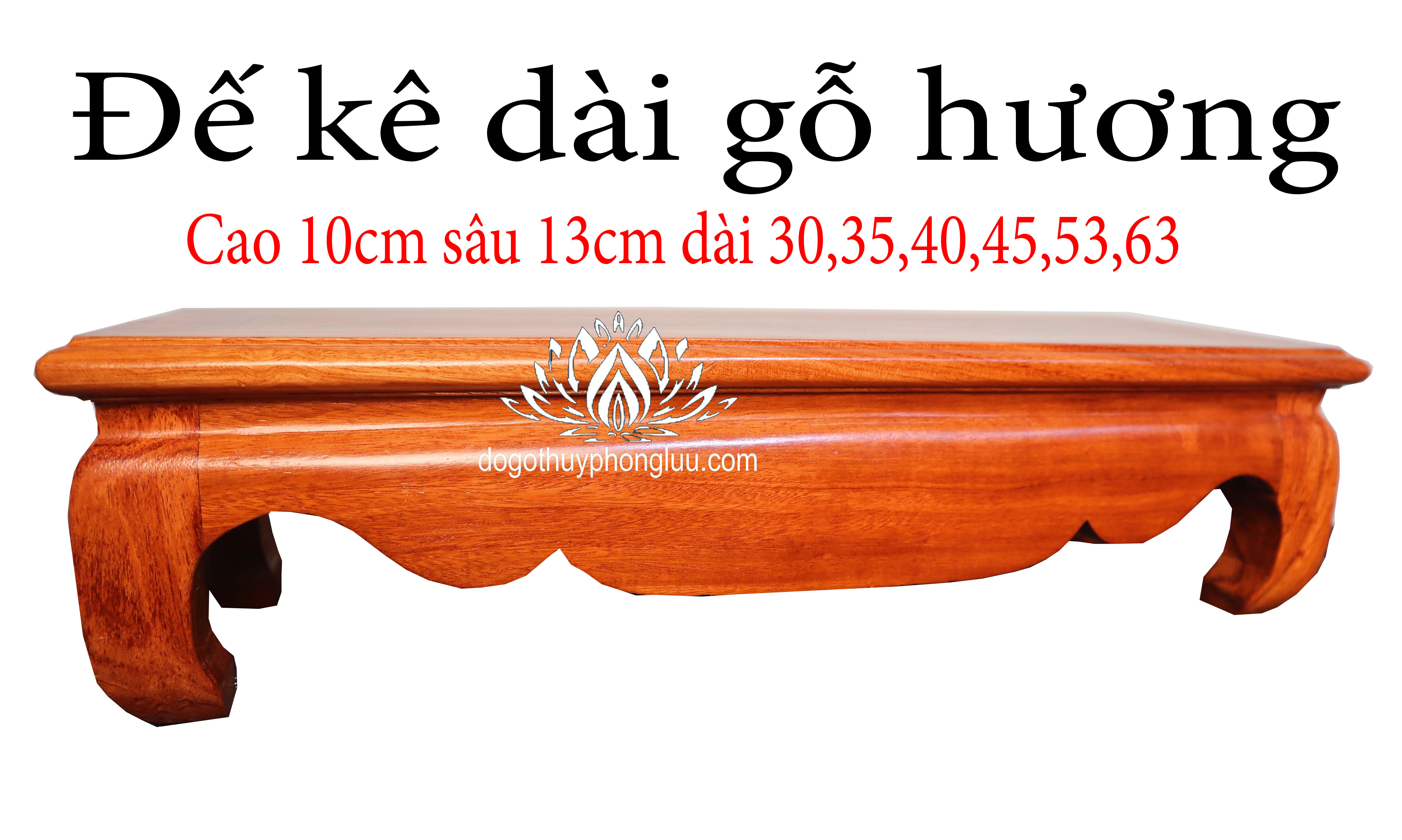 Đế kê khung ảnh thờ,kỷ dài chữ nhật gỗ hương cao 10cm sâu 13cm