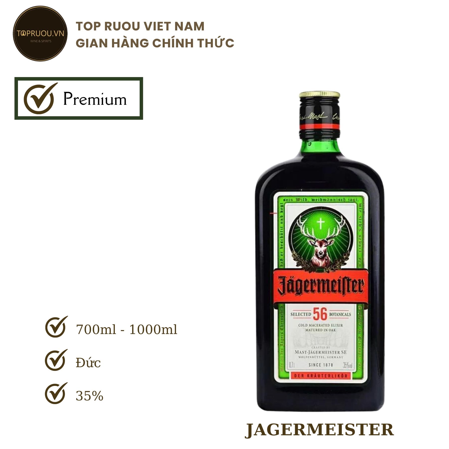 [TopRuouVietNam] JAGERMEISTER + VÒI RÓT ĐẦU HƯƠU INOX XỊN + HỘP (CHÍNH HÃNG 100%) [Hàng Thật]