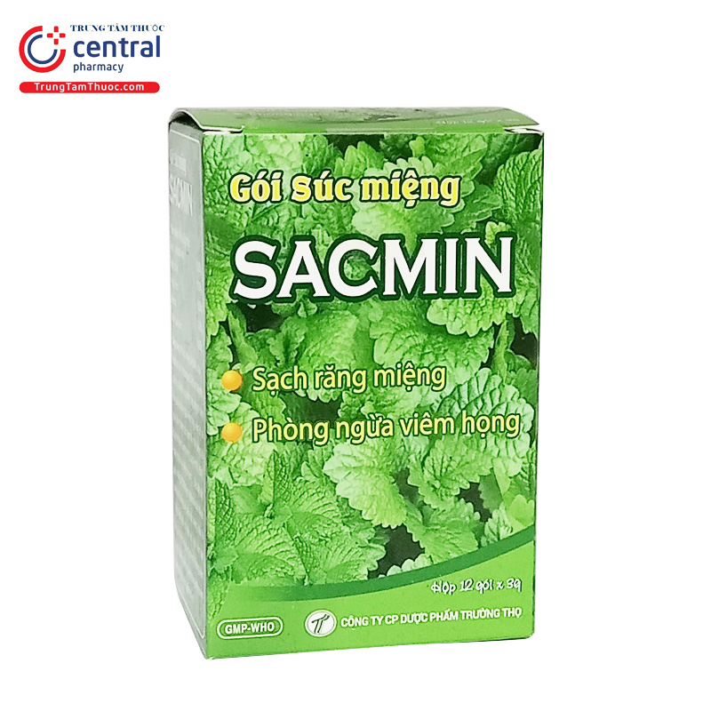 Gói súc miệng SACMIN - Sản phẩm súc họng, miệng để vệ sinh răng miệng - Nhà thuốc Central Pharmacy