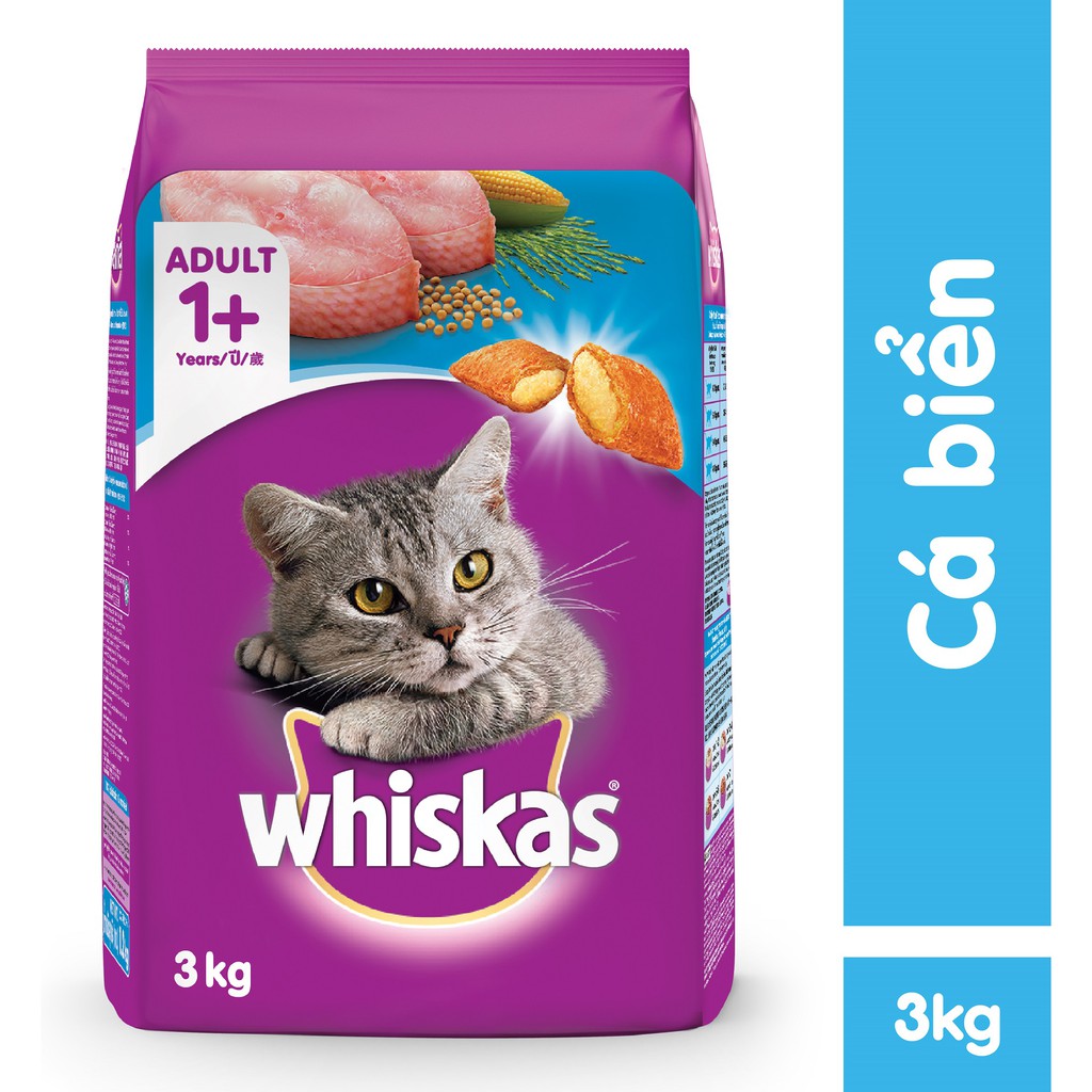 Thức ăn mèo whiskas vị cá biển túi 3kg
