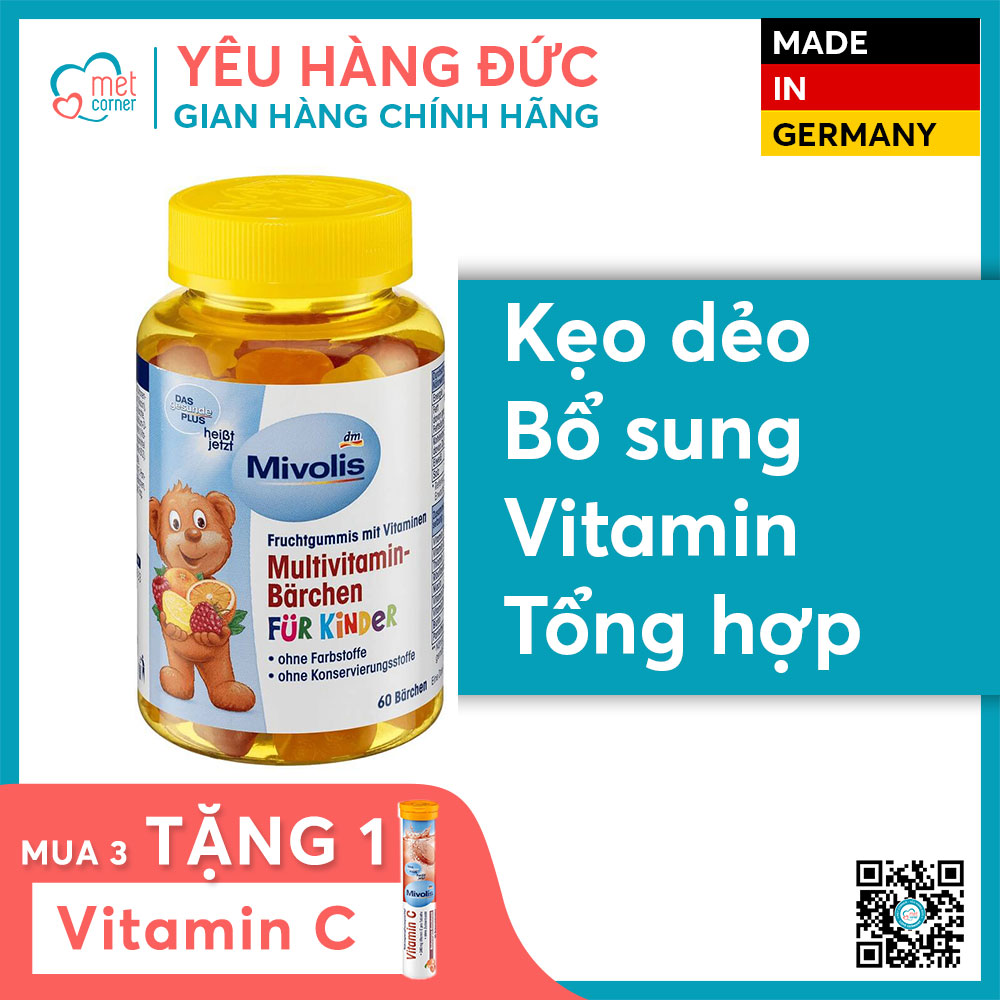 Kẹo Gấu Mivolis - Bổ Sung Vitamin Tổng Hợp Cho Trẻ Vị Trái Cây, 60 Viên