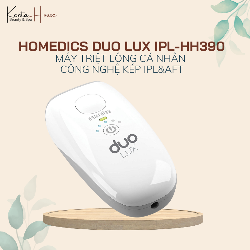Máy triệt lông công nghệ kép ipl&aft cảm biến màu da homedics duo lux ipl-hh390