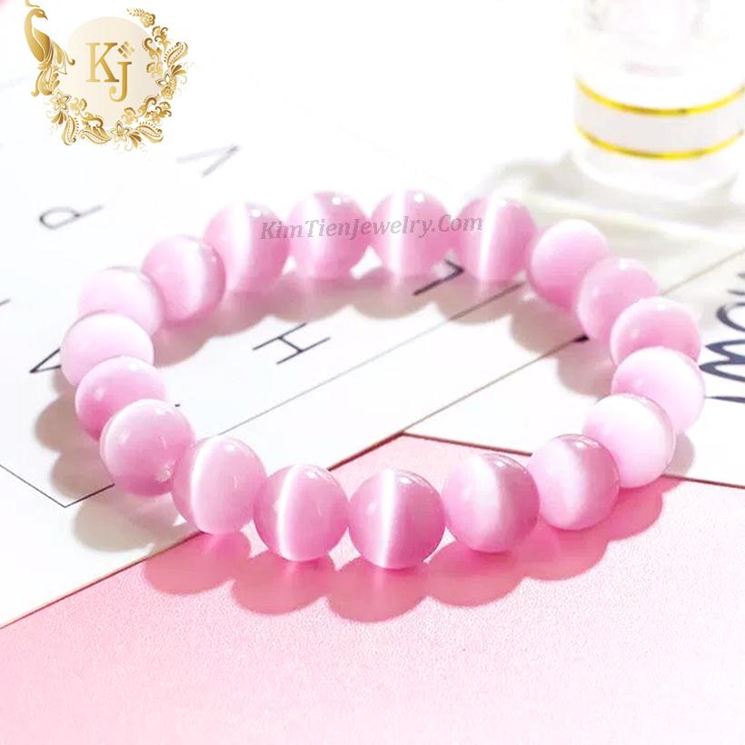 Vòng Tay Phong Thủy Mắt Mèo Hồng - Hợp Mệnh Hỏa , Thổ - Khơi Nguồn Sáng Tạo - Mọi Việc Như Ý - Tặng Kèm  Dây, Đá Dự Phòng