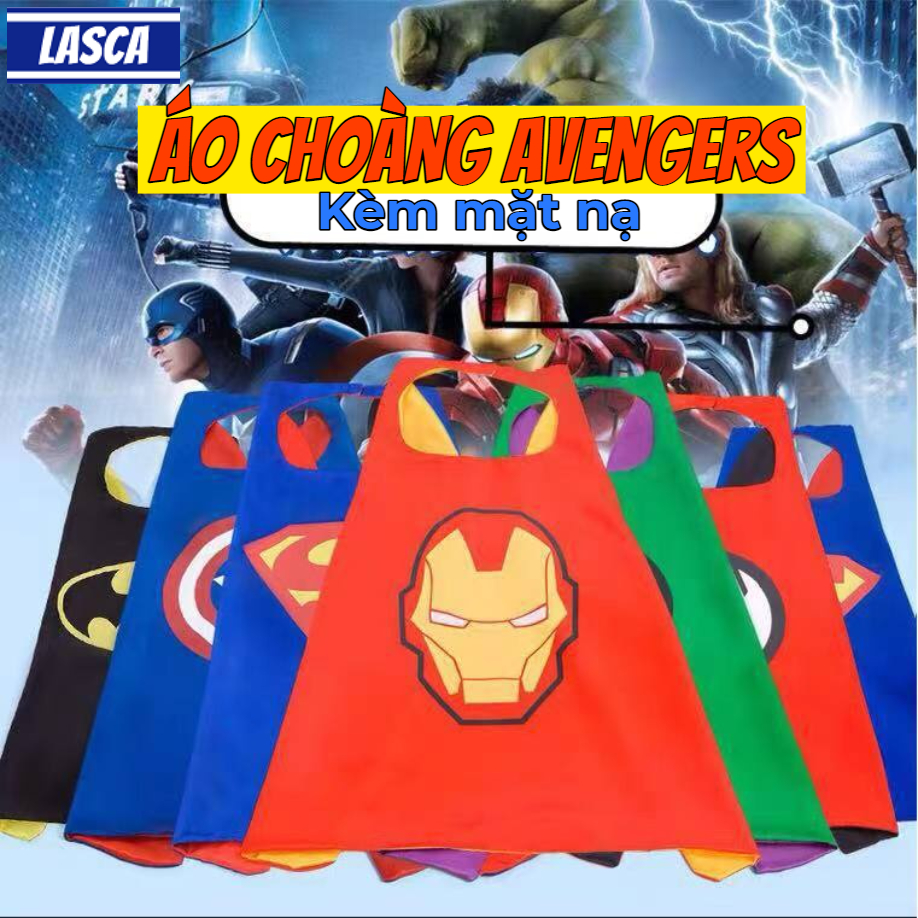 Áo Choàng Siêu Nhân Cosplay Hoá Trang Anh Hùng Avengers Người Nhện Dơi Captain Elsa Ironman Kèm Mặt Mạ
