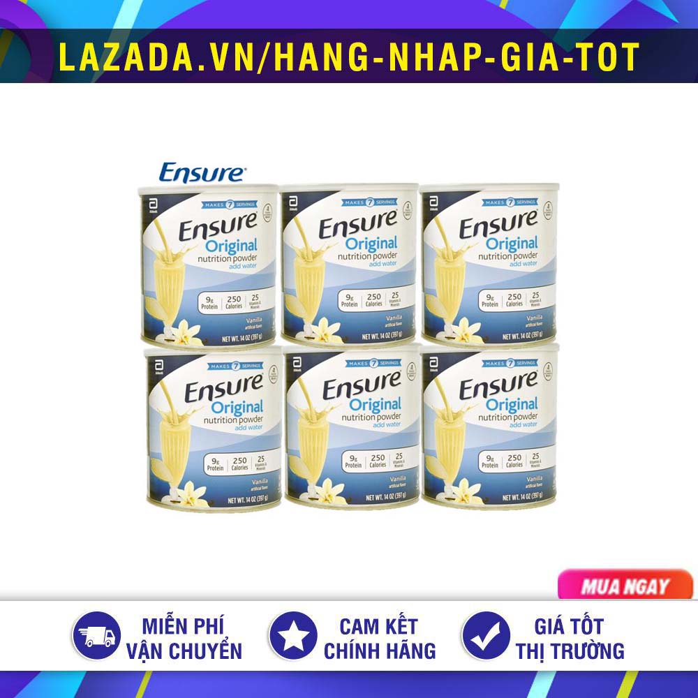 [Mẫu mới DATE 12.2025] Combo 6 Lon Sữa Bột Ensure Original Nutrition Powder 400G Mỹ