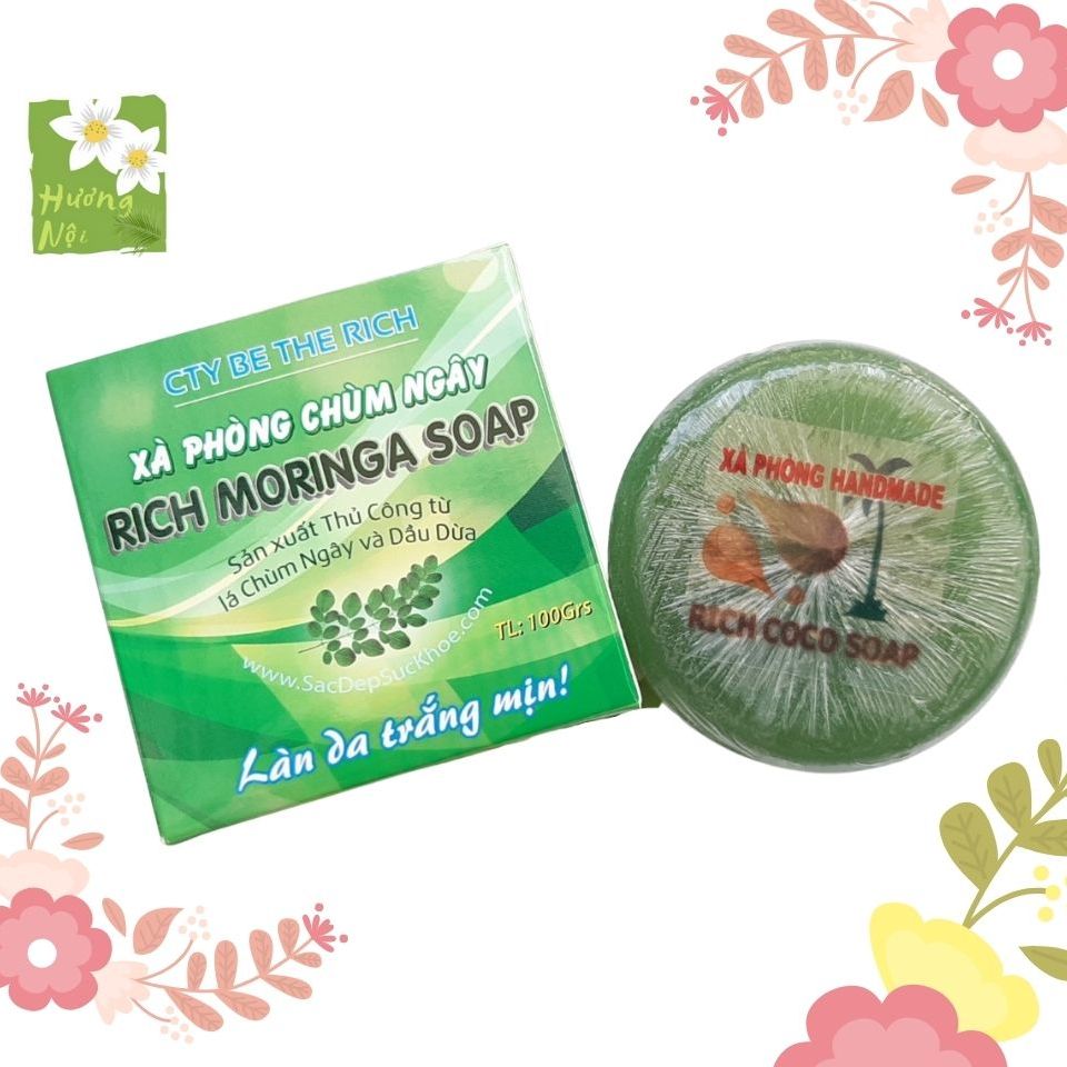 [HCM]Xà bông dừa - chùm ngây dưỡng sáng da ngăn ngừa mụn 100g