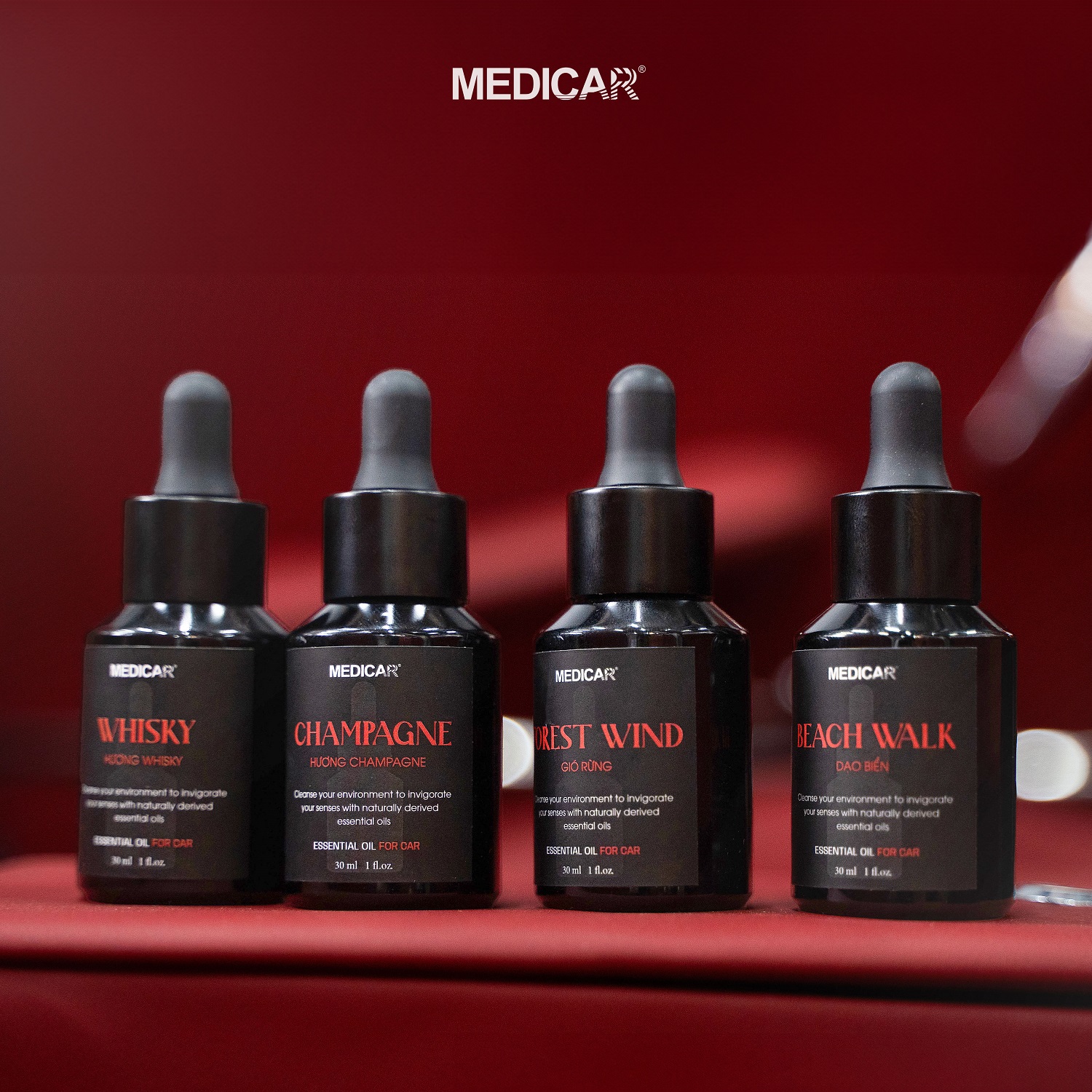 Nước hoa xe ô tô cao cấp Medicar, tinh dầu thơm khử mùi hôi xe hơi, phụ kiện ô tô chính hãng