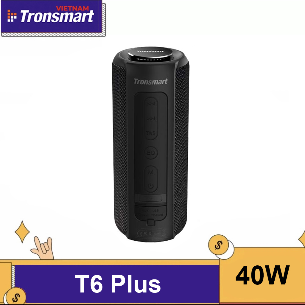 Loa Bluetooth Tronsmart T6 Plus Loa Di Động 40W âm Thanh Trâm Với Công Nghệ IPX6 Chống Nước Chống Thấm Kiêm Sạc Dự Phong Thuân Tiện