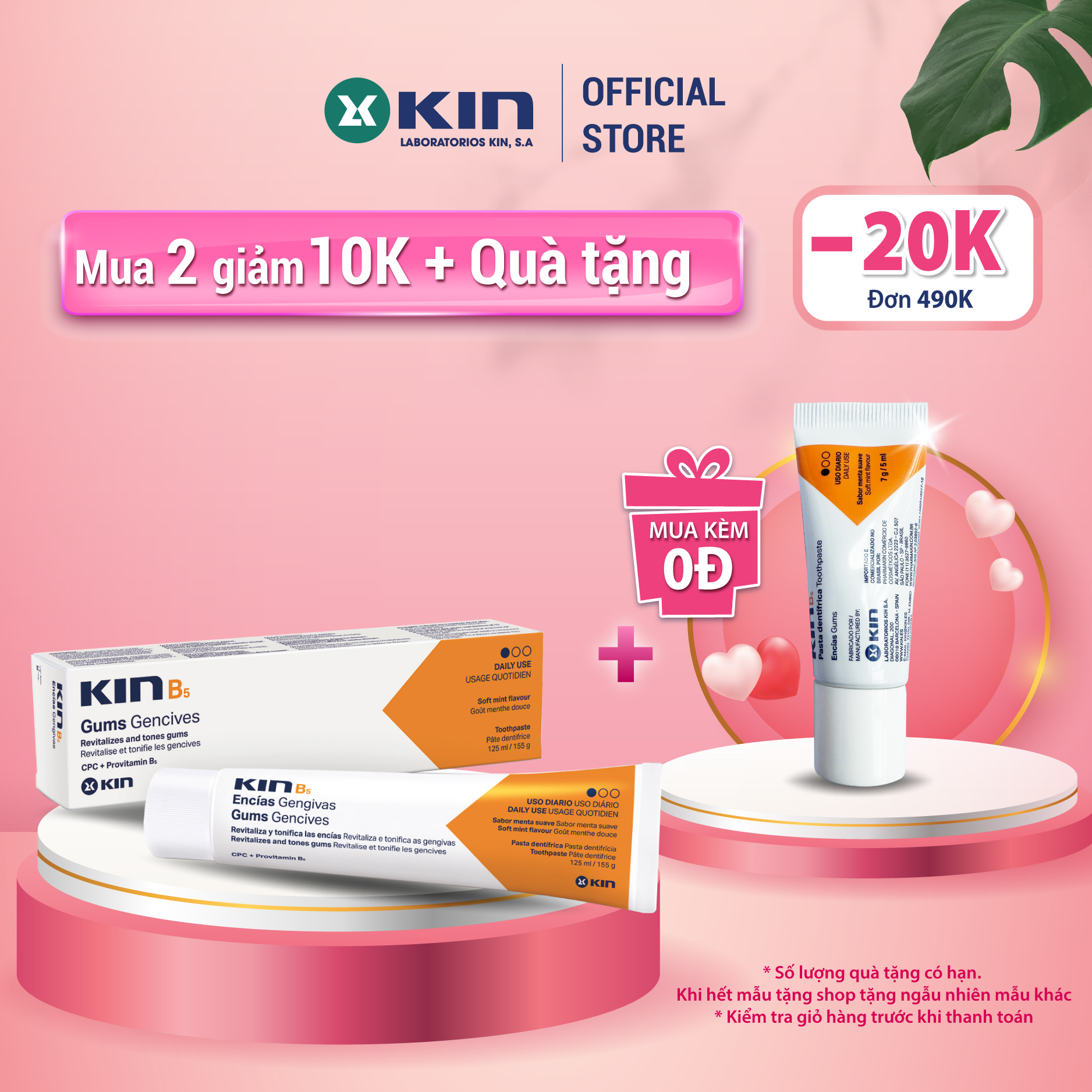 Kem đánh răng KIN B5 loại bỏ mảng bám, hồi phục nướu răng, chống sâu răng, sạch sâu, hơi thở thơm mát