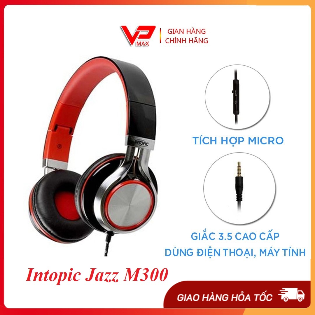 TAI NGHE CHỤP TAI Intopic Jazz-M300 tích hợp mic - vpmax - tai nghe gaming, tai nghe chơi game, tai nghe có dây, tai nghe chụp tai có mic